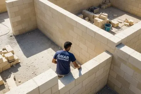 Wall finishing and construction by Omar Finishings.